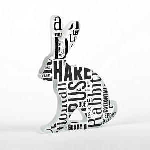 Little glass typography hare...